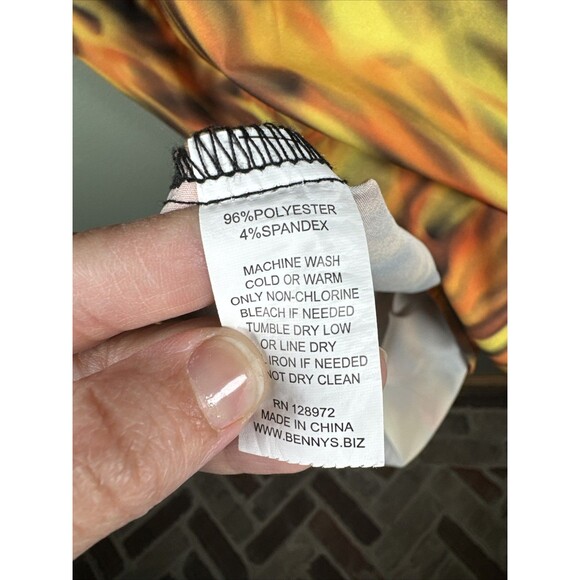 Benny's Black Flames Bowling Stretch Hawaiian Y2K Button Up Shirt Men’s Size 2XL - Picture 4 of 7